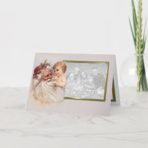 Old World Santa and Cherub Holiday Card