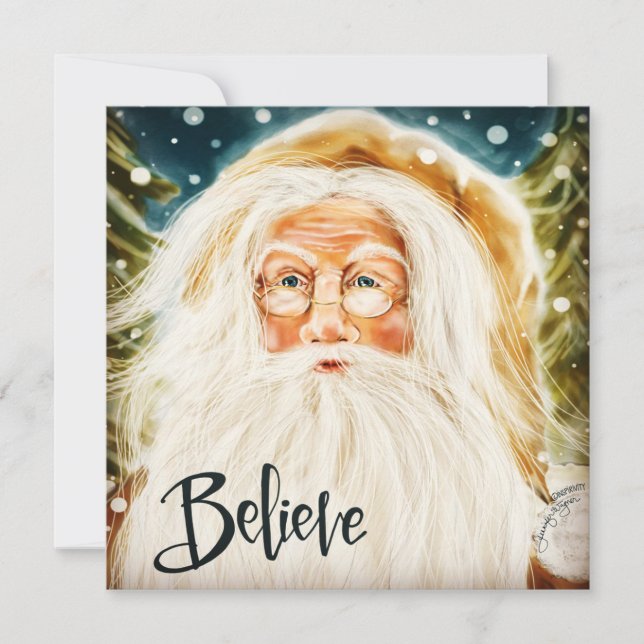 Old World Santa Believe Christmas Inspirivity Holiday Card (Front)