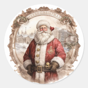 Old World Santa Christmas Classic Round Sticker
