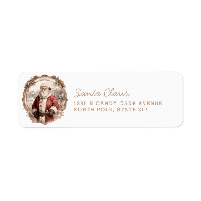 Old World Santa Christmas Return Address Label (Front)