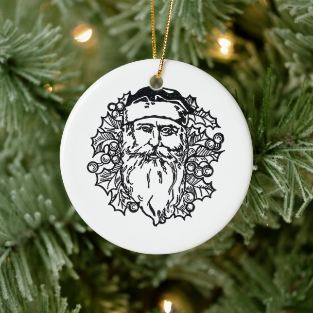 Old World Santa Circle Ceramic Tree Decoration (Tree)