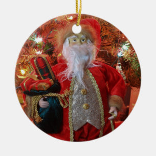 Old World Santa closeup Ceramic Ornament