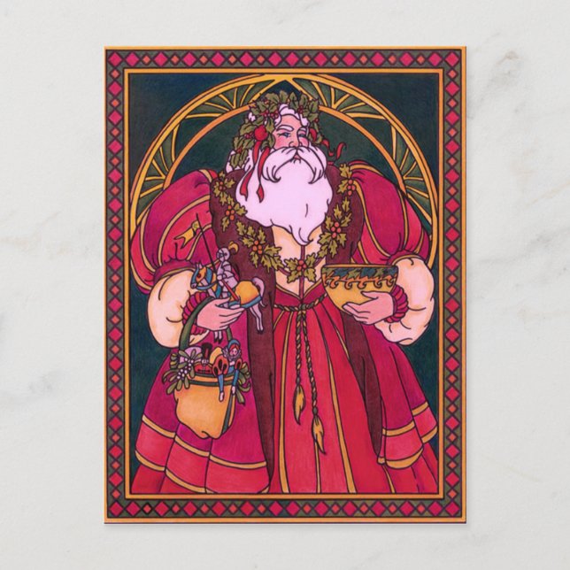 Old World Santa Holiday Postcard (Front)