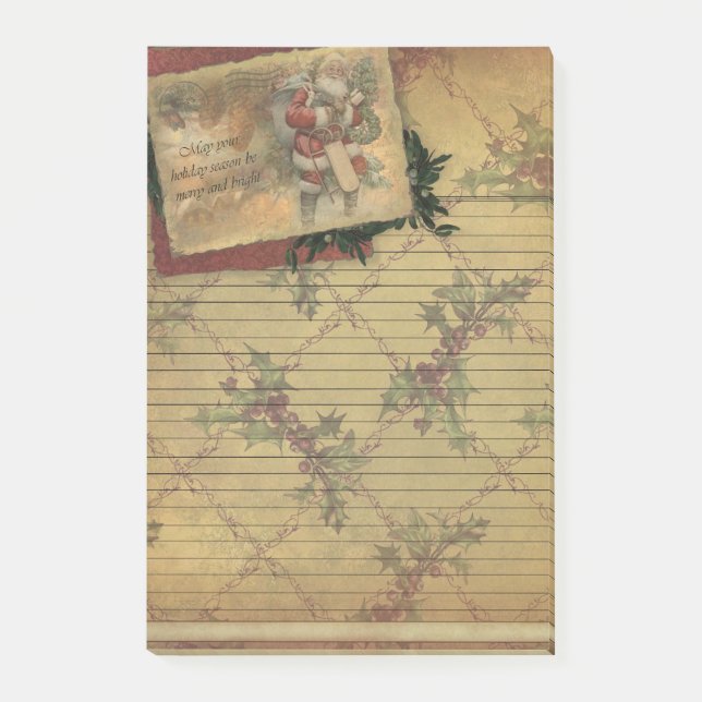 Old World Santa Holiday Season Sticky Note Pad (Front)