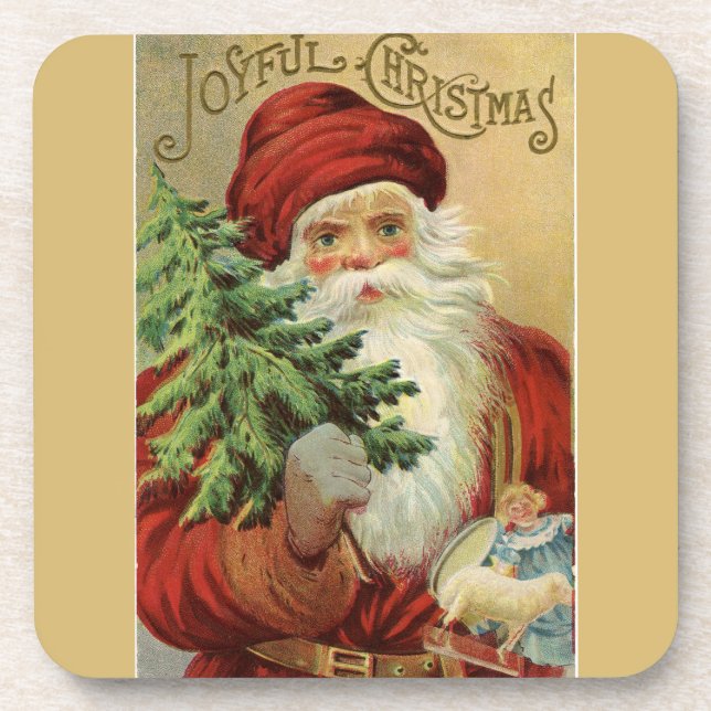 Old World Santa Joyful Christmas Coaster (Front)