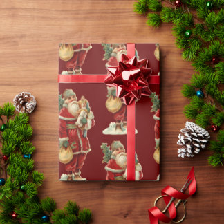 Old World Santa Vintage Christmas Holiday Wrapping Paper