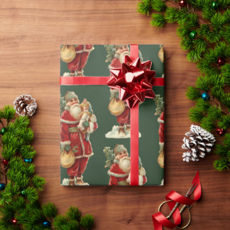 Old World Santa Vintage Christmas Holiday Wrapping Paper