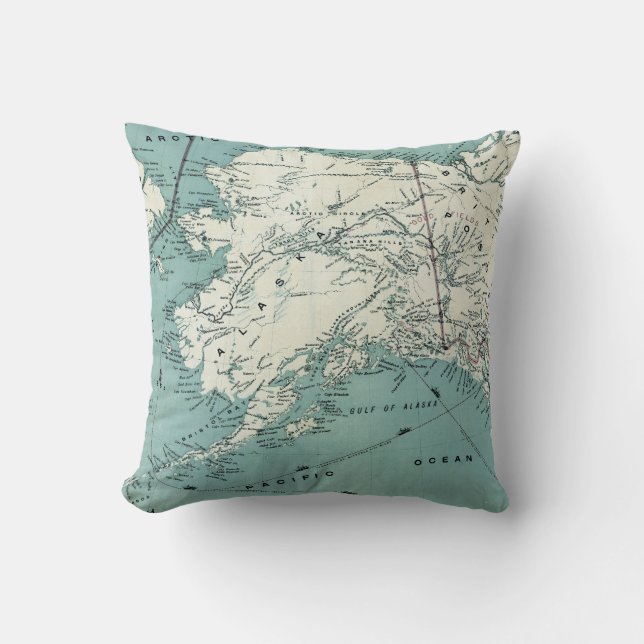 Old World Sea Map Throw Pillow (Front)