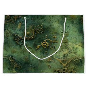 Old World Steampunk Gears Emerald Large Gift Bag
