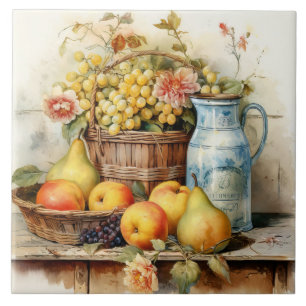 Old-world Style Still Life Ceramic Tile