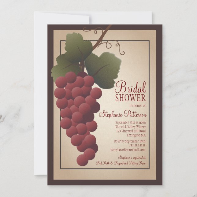 Old World Tuscan Grapevine Wine Bridal Shower Invitation (Front)
