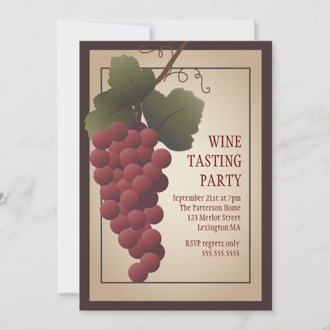 Old World Tuscan Grapevine Wine Tasting Party Invitation (Front)