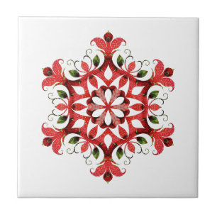 Old World Vintage Country Red Design Ceramic Tile