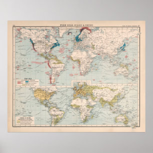 Old World Whaling Map (1907) Poster