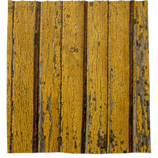 Old yellow door or fence with different paint, nat shower curtain