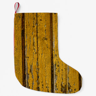 Old yellow door or fence with different paint, nat small christmas stocking