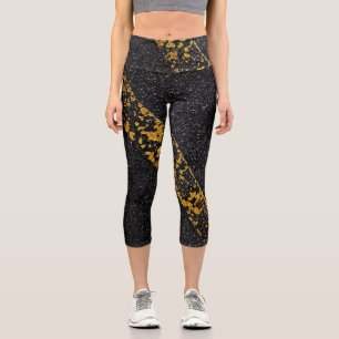 Old Yellow painted line on asphalt road Capri Leggings