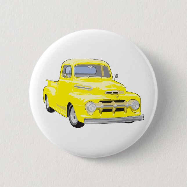 Old Yellow Truck 6 Cm Round Badge (Front)