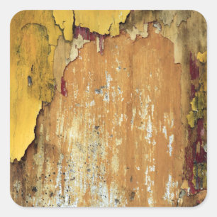 Old yellow wall peeling paint square sticker