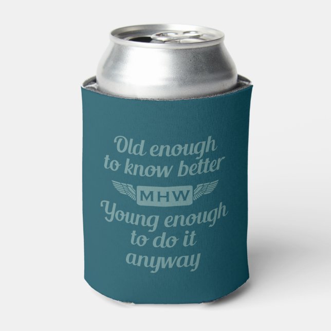 "Old & Young" custom monogram can cooler (Can Front)