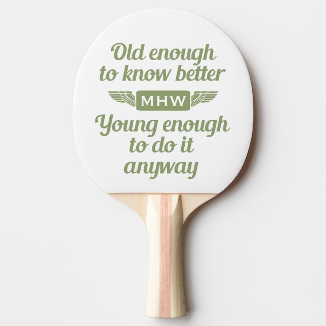 "Old & Young" custom monogram ping pong paddle (Front)