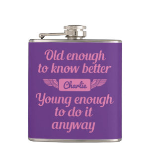"Old & Young" custom name flask