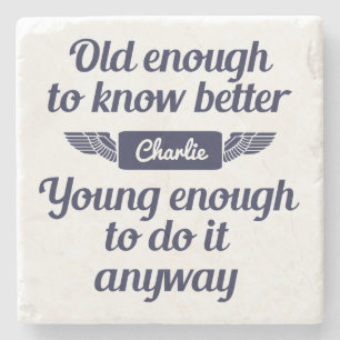 "Old & Young" custom name stone coaster