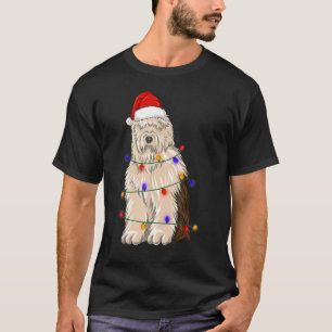 Olde English Sheepdog Dog Wearing Christmas Hat Li T-Shirt