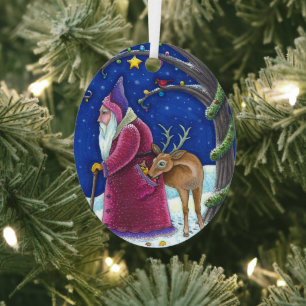 OLDE WORLD BELSNICKLE & HUNGRY REINDEER, CHRISTMAS METAL TREE DECORATION