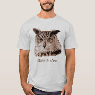 Older and wiser owl t-shirt