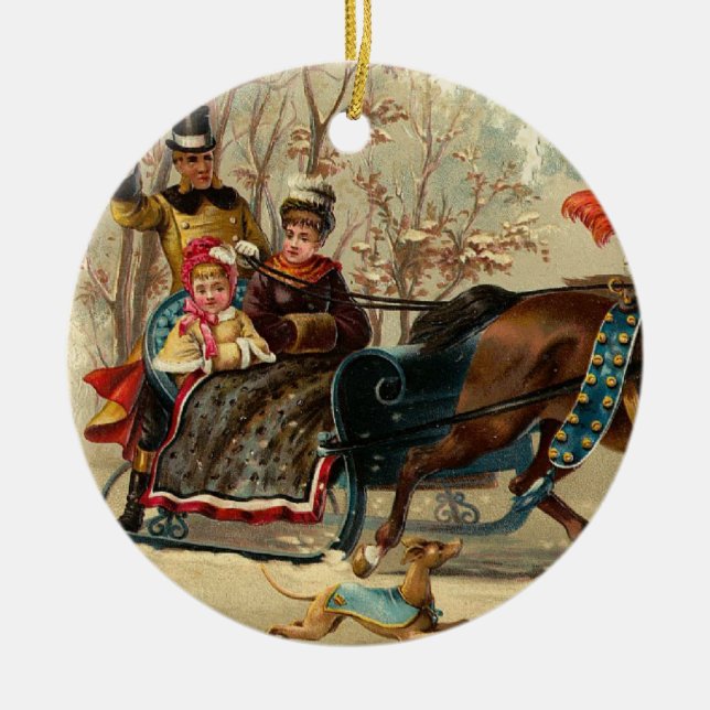 Older and Younger Sisters Ride - Mary Evans Ceramic Ornament (Front)