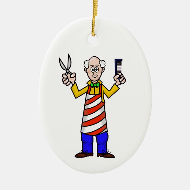 Older Barber Christmas Ornament  -  Add Name (Front)