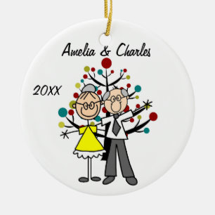 Older Couple Custom Holiday Ornament