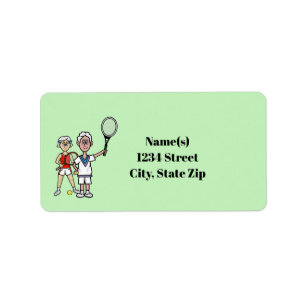 Older Grey Hair Tennis Couple Address Labels