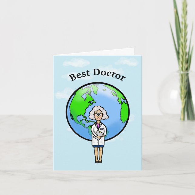 Older Grey Hiar Female Doctor Greeting Card (Front)