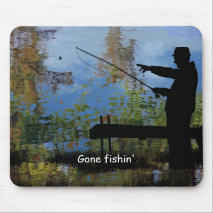 Older Man Fishing Retired Mouse Pad