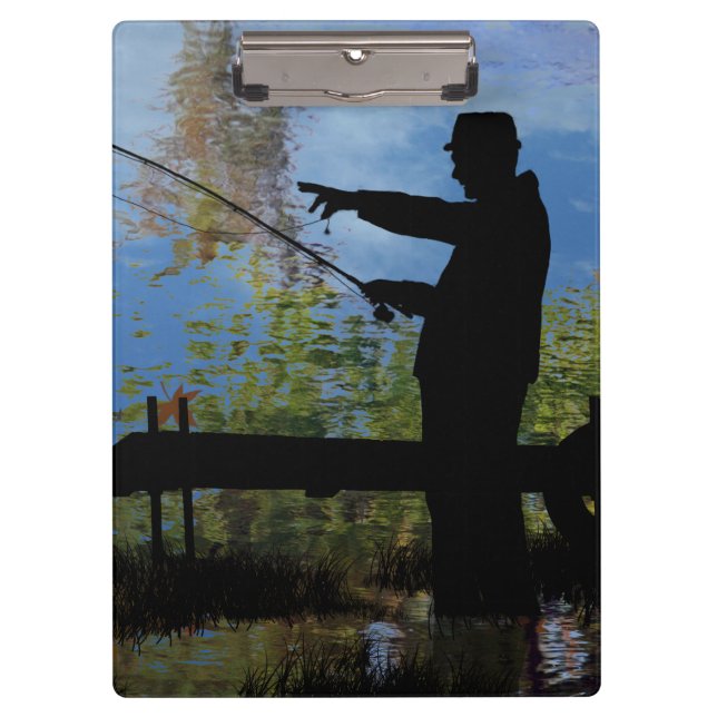 Older Man Fishing Retirement Clipboard (Front)
