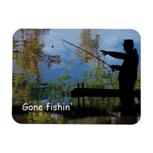 Older Man Fishing Retirement Flexible Magnet