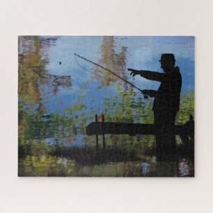 Older Man Fishing Retirement Jigsaw Puzzle