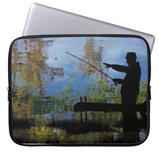 Older Man Fishing Retirement Laptop Sleeve (Front)