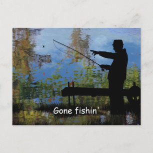 Older Man Fishing Retirement Postcard