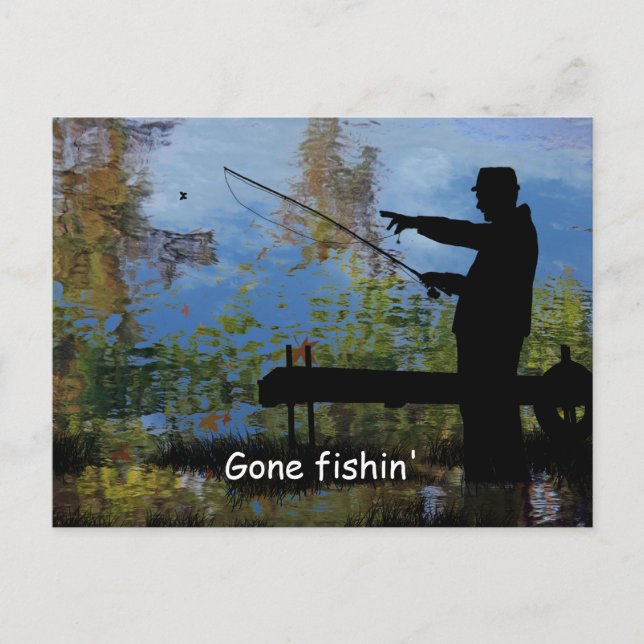 Older Man Fishing Retirement Postcard (Front)