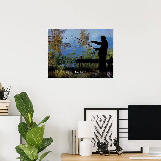Older Man Fishing Retirement Poster (Home Office)