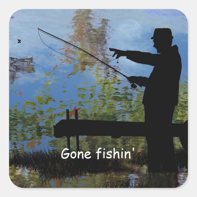 Older Man Fishing Retirement Sticker (Front)