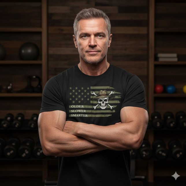 Older Slower Smarter American Flag Skull Tee (Creator Uploaded)