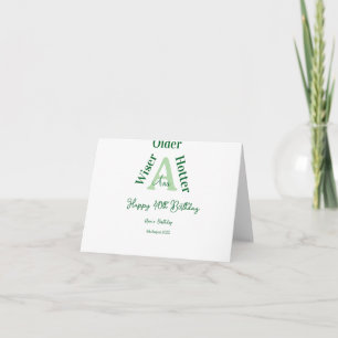 older wiser hotter Happy 40th birthday green bold Thank You Card