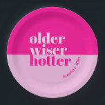 Older, Wiser, Hotter Minimal Bold Pink Birthday Paper Plate<br><div class="desc">Celebrate in style and add a touch of sophistication to your adult birthday party with our "Older, Wiser, Hotter" adult birthday paper plates. These beautifully designed paper plates feature a minimalist, bold pink theme that exudes elegance and charm. The "Older, Wiser, Hotter" theme perfectly captures the essence of celebrating another...</div>