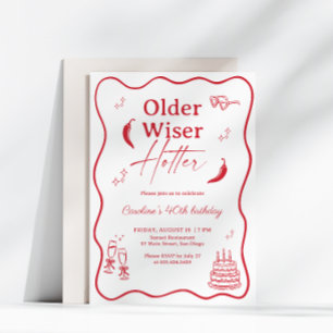 Older Wiser Hotter Red Chilli Pepper 40th Birthday Invitation