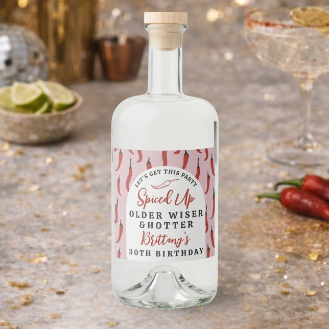 Older Wiser Hotter Red Spicy Chilli Pepper Custom Liquor Bottle Label (Creator Uploaded)