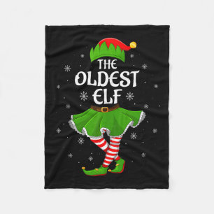 Oldest Elf Christmas Family Girls Women Elf Squad  Fleece Blanket